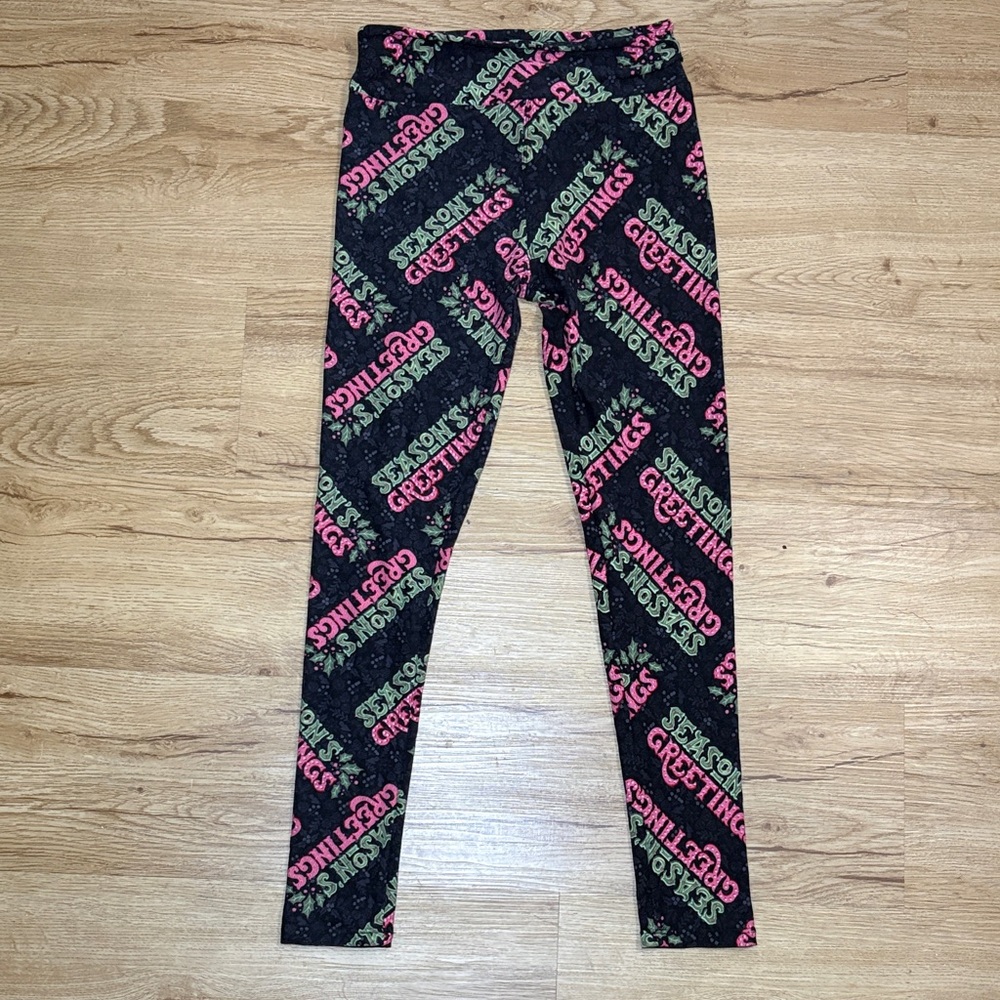 LuLaRoe Black and Pink Graphic Leggings